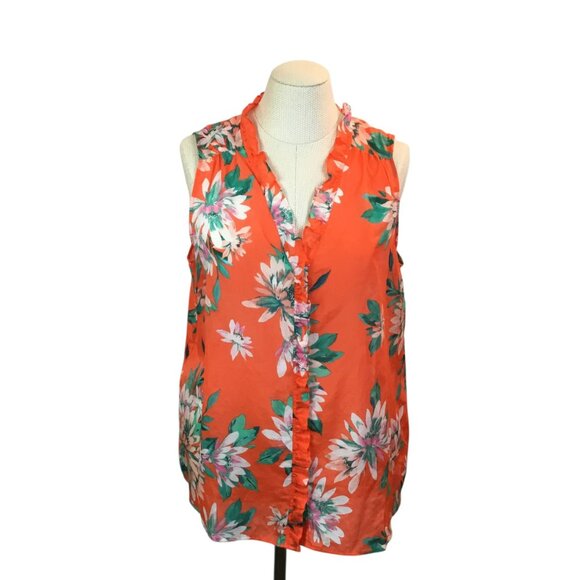 Tommy Bahama Womens Large Top Floral Sleeveless Button-Down Top 70% Cotton 30% S - Picture 2 of 6